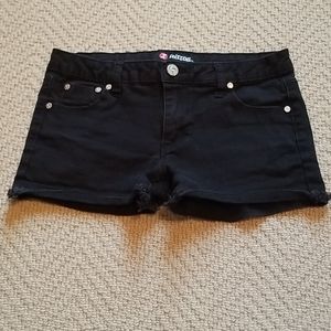 Black denim shorts
